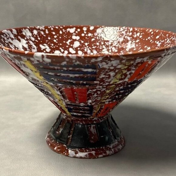 MCM Italian RAYMOR Signed Abstract Footed Pottery Bowl - Picture 1 of 7